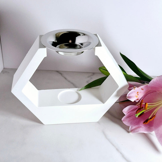 White Hexagon wax melt Burner