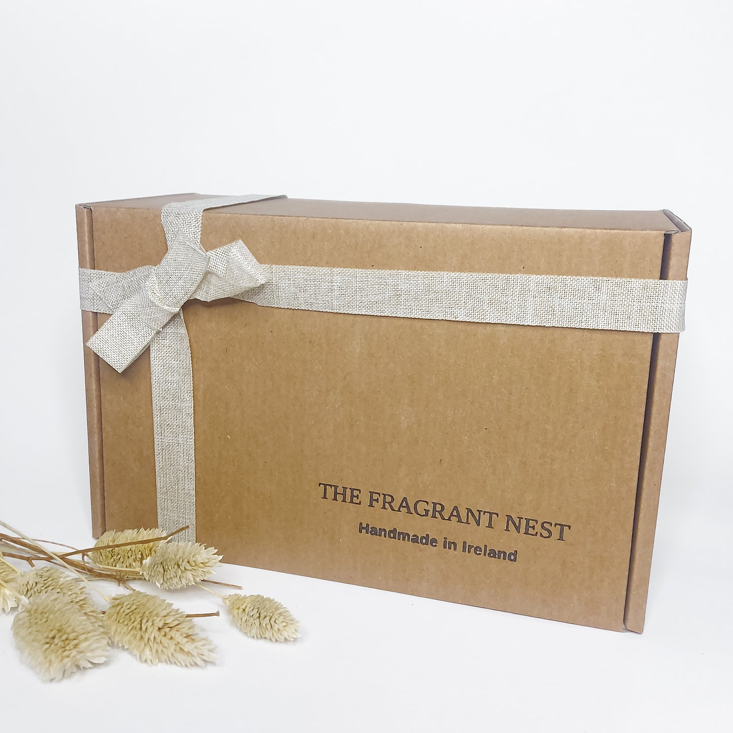 The Fragrant Nest Candle Gift box with linen ribbon