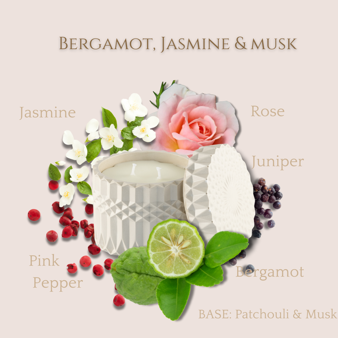 Bergamot Jasmine & musk candle scent