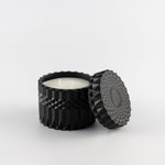 Black candle holder with lid. Luxury candles, handmade in Ireland