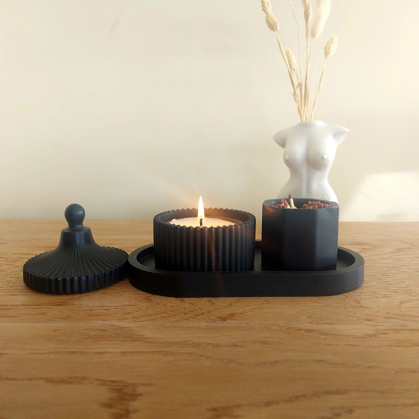 Black Tealight holder gift set