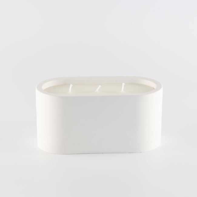 Oval - Large White stone candle holder - choose your scent